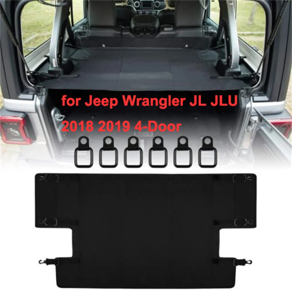 

for Jeep Wrangler JL JLU 2018 2019 4-Doors Rear Cargo Rack Cover Shield Trunk Protector Shade Shield Pad Organizer Oxford Cloth