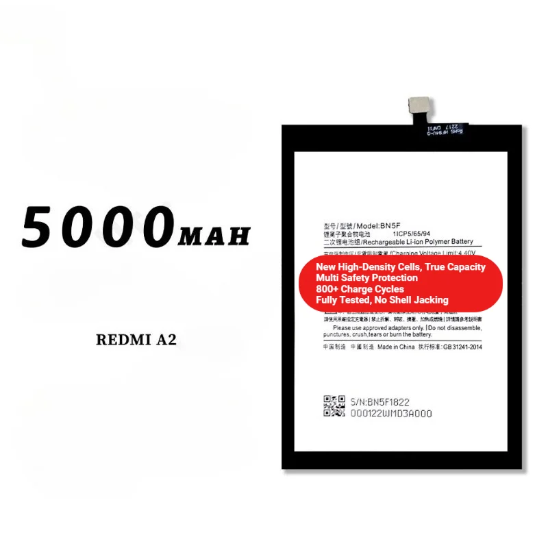 BN5F for Xiaomi Redmi A2 Phone Battery 0 Cycle High Quality High Capacity Battery Replacement Bateria Grade A Cell with Tools