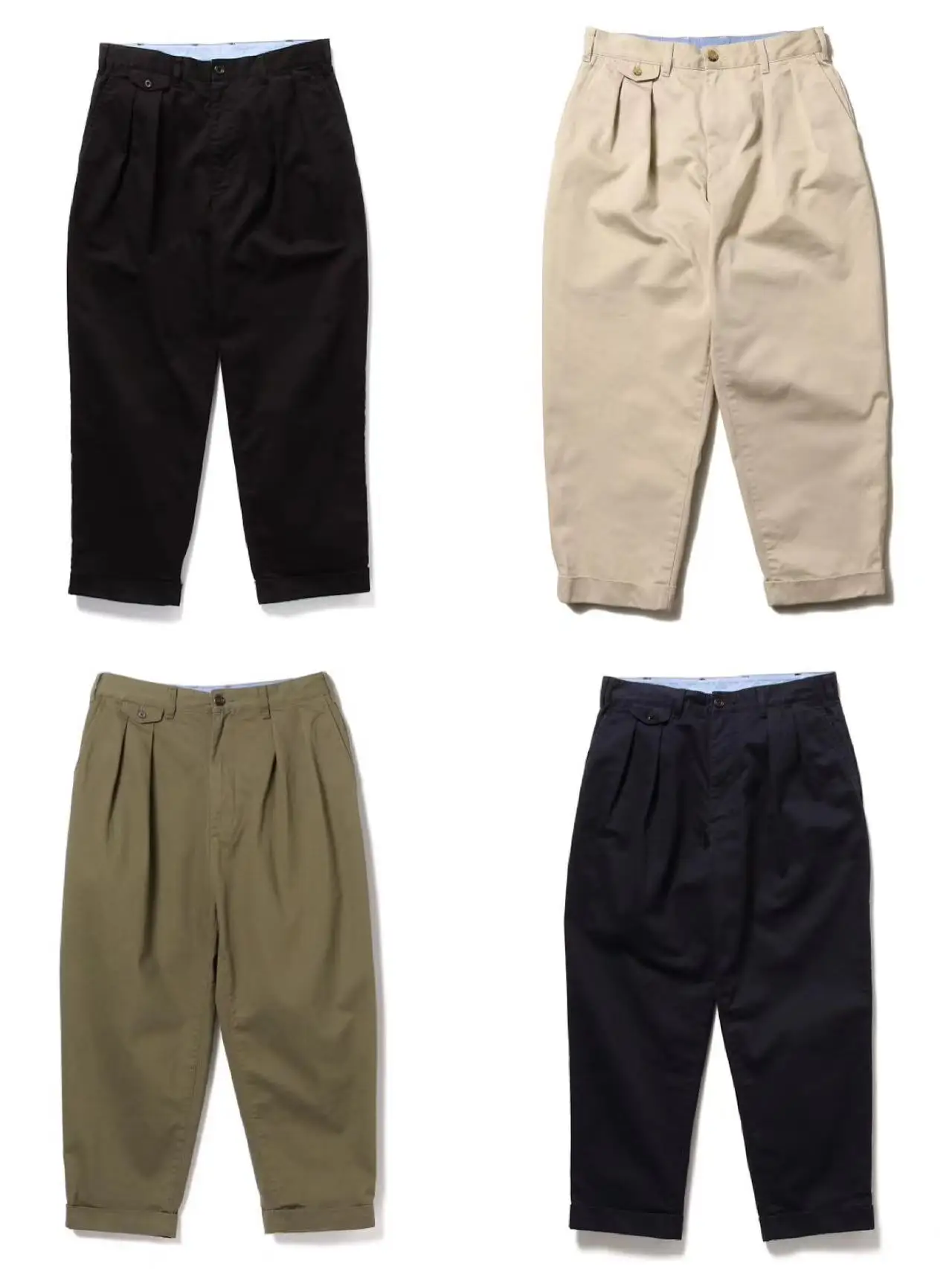 

plus 22AW Japanese Sle Casual Versatile Nine-Piece Pants Double Pleat Straight Leg mid Waist Waed Fabric Youth Spring Autumn