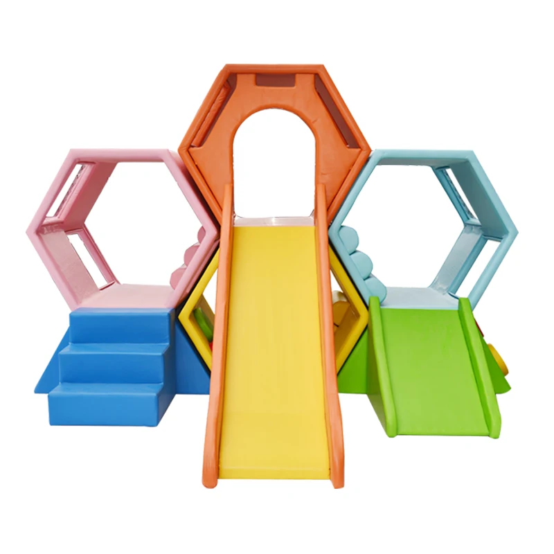 Rainbow Honeycomb Soft Climb and Slide Combo Set Bee Hive Daycare Maze Game Indoor Playground Kids Soft Play Set for Preschool