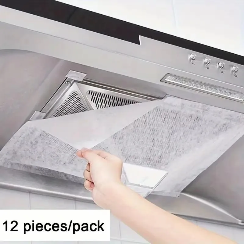 Filtros para exaustor de cozinha, embalagem com 12 unidades, de alta resistência – capas de malha que absorvem o óleo, para ventilação de cozinha, de fácil instalação.