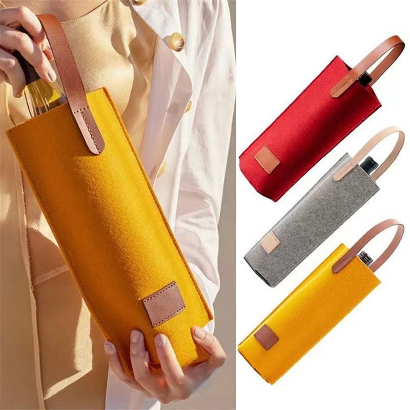  Wine Bag felt Single Bottle Insulated Tote Bottle Wine Carrier Bag Padded Wine Cooler Gift for Wine Lovers or Wedding 