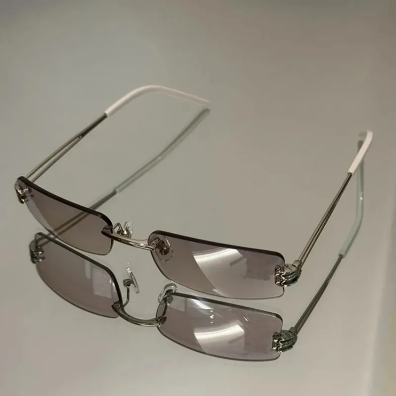 

2025 korean New GM Frameless Square Sunglasses for Men jennie glasses frame Luxury Brand Style as Y2K Cool Girl Sunglasses UV400