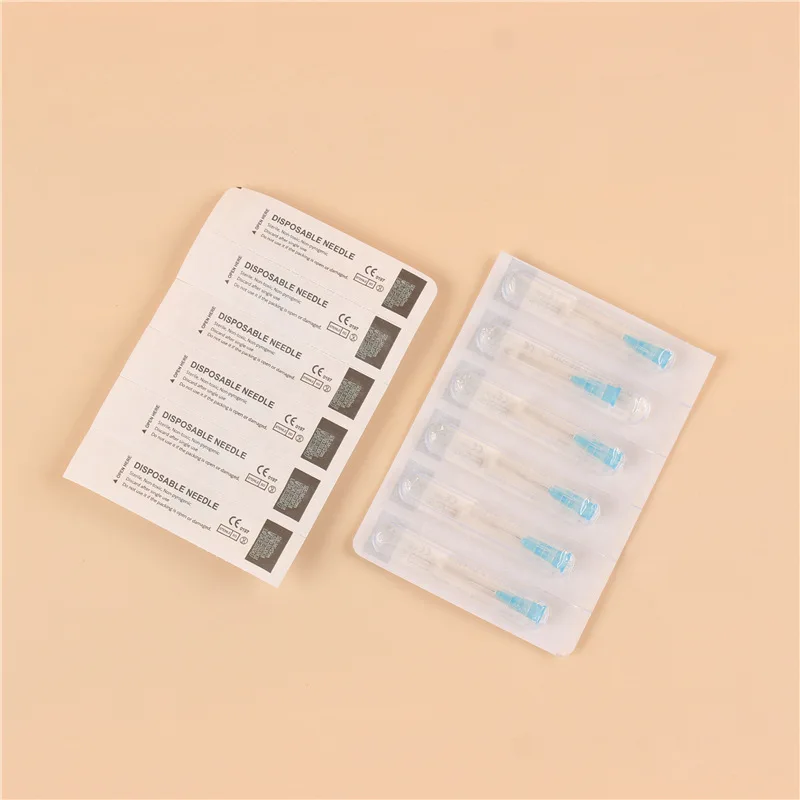 100PCS 34G Painless Needle 4/6/13mm Beauty Ultrafine  Piercing Transparent Syringe Tip Cap Glue Clear Injection Pharmaceutical