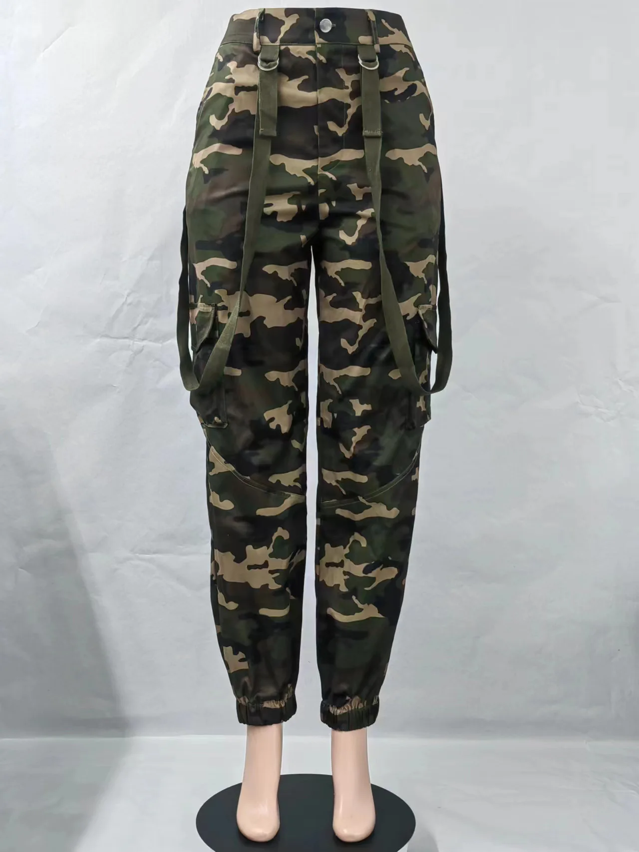 New street fashion women's pants camouflage versatile ankle strap overalls work pants