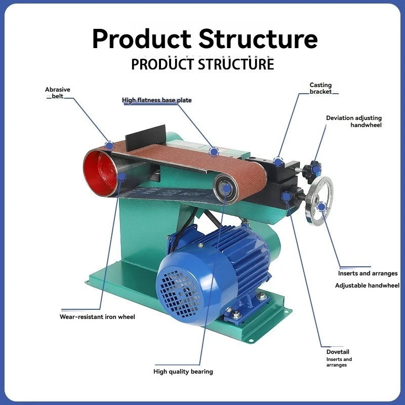 550w Heavy Duty  Industrial Grade Belt Sander Polisher Woodworking Benchtop Metal Parts Grinder Sander