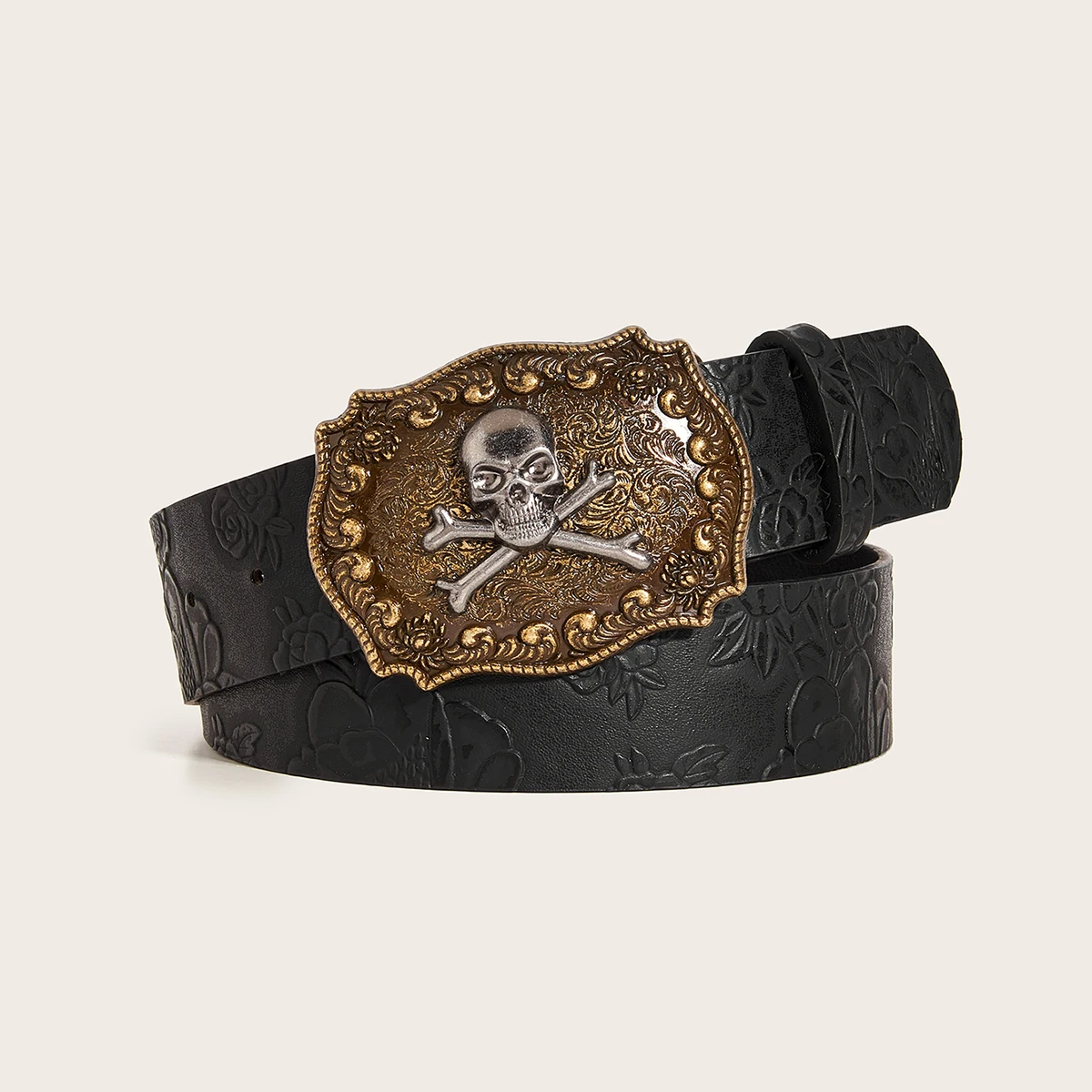 Fashionable printed skull western style retro belt