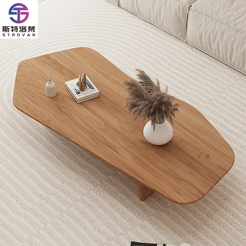 

Modern Nordic Solid Wood Coffee Table Irregular Cloud Design Living Room Center Table Natural Wood Furniture