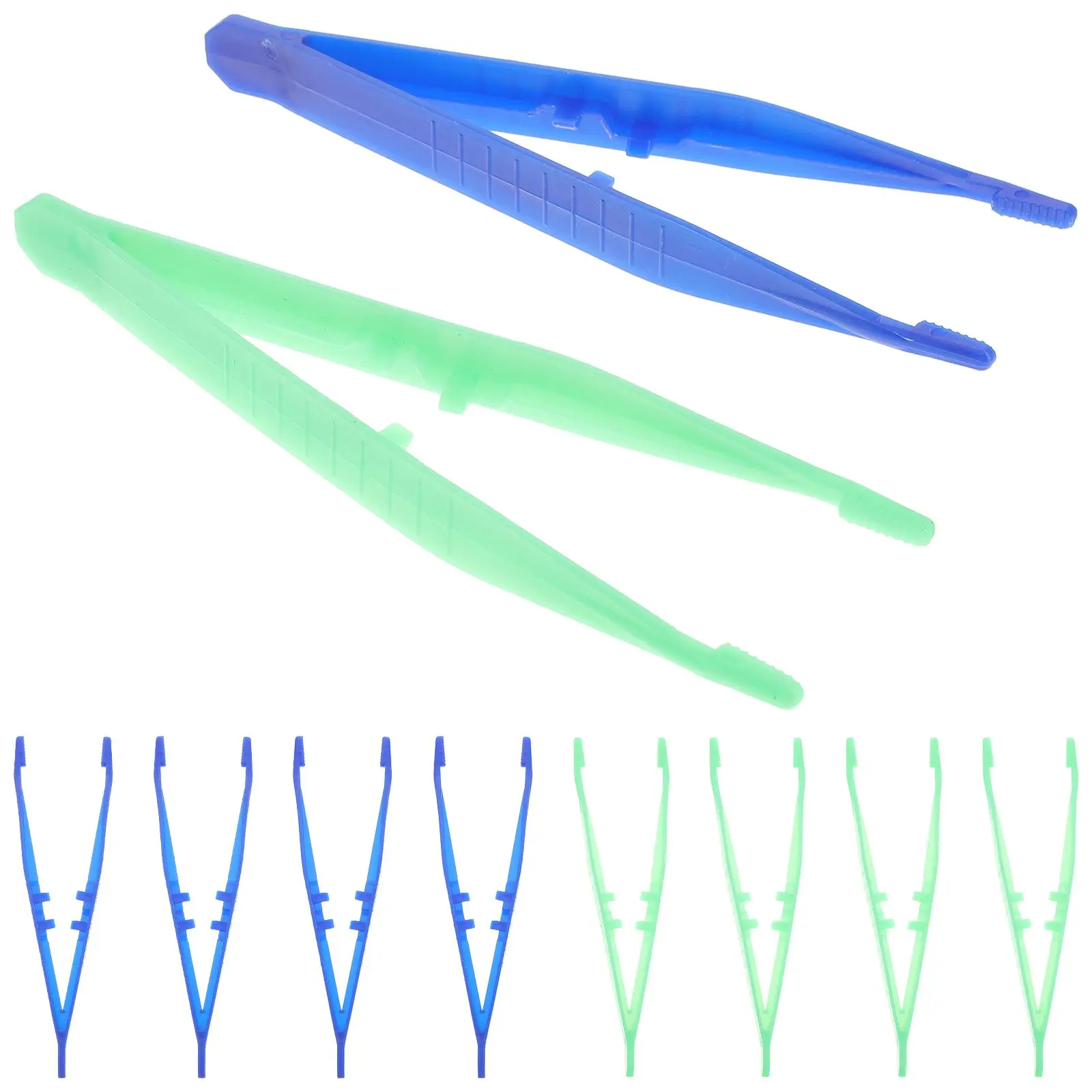Pinzas de plástico de 10 Uds., cuentas de colores aleatorios, herramientas artesanales, pestañas médicas desechables, proyectos de tamaño de mano pequeño de precisión