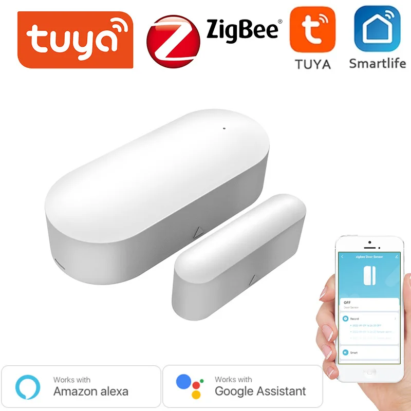 Sensor magnético de puerta Tuya WiFi/Zigbee: alarma inteligente con alertas de empuje de aplicación para seguridad antirrobo de puertas/ventanas