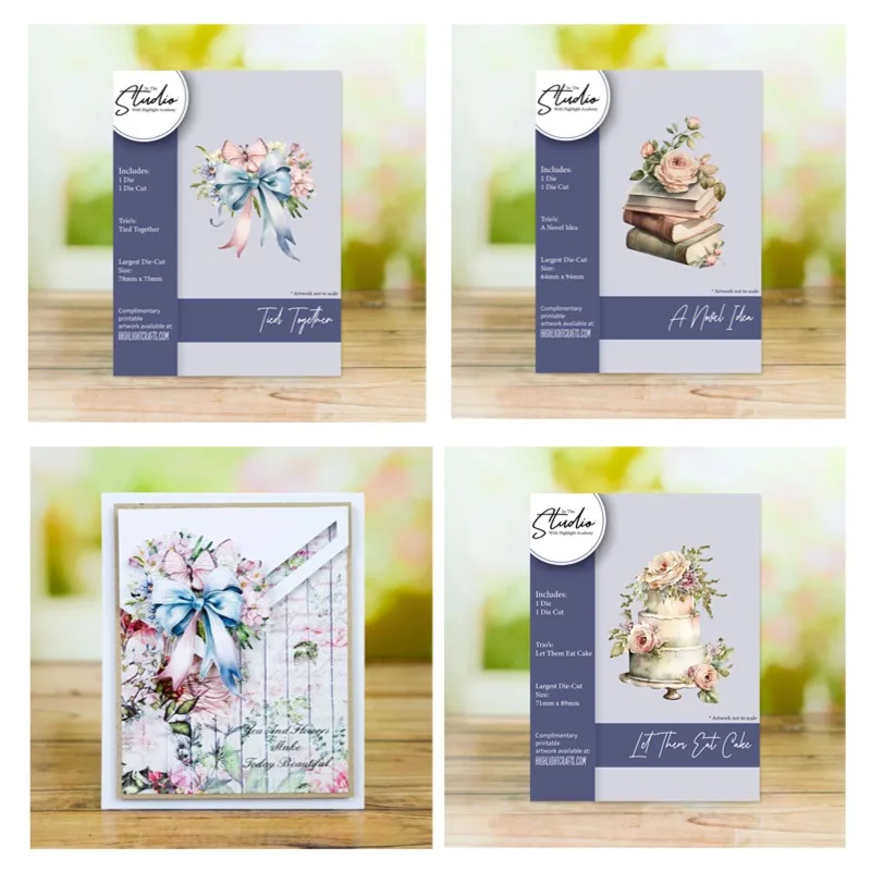 Hot Idea Trio Novel Flowers Reflections Adorned Tied Craft Metal Cutting Die Scrapbook Make Photo Album Card DIY Embossing