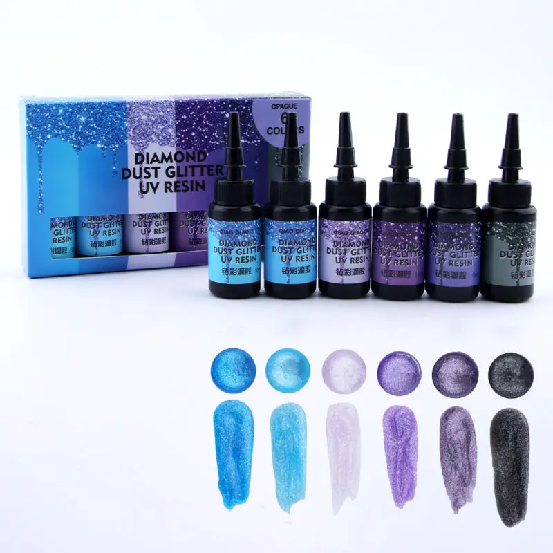 6/12/24colors UV Resin Glue Kits Diamond Flash UV Glue Ultraviolet Curing DIY Pearlescent Jewelry Making Supplie Quick-Drying