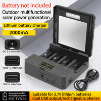 Solar Lithium Battery Smart Charger Type-C USB Four-Slot Multi-Function Outdoor Charger for 3.7V 18650/26650/21700 Batteries