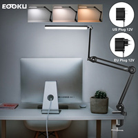 EOOKU Desk Lamp Clip on Light Desk Folding Bracket Lamp with 3 Lighting Modes Dimmable 10 Brightness Levels Eye-Caring Lamp