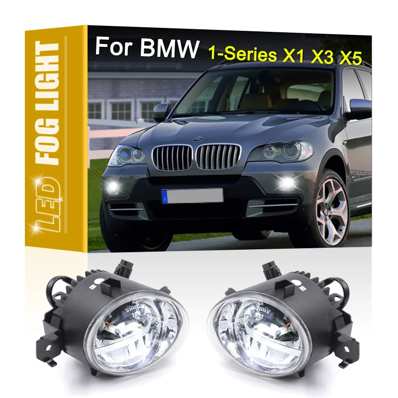 

2Pcs Aluminum Shell Front LED Fog Lamp Assembly White Light For BMW 1 Series E81 E82 E87 E87N E88 E84 X1 E83N X3 E70 E70N X5