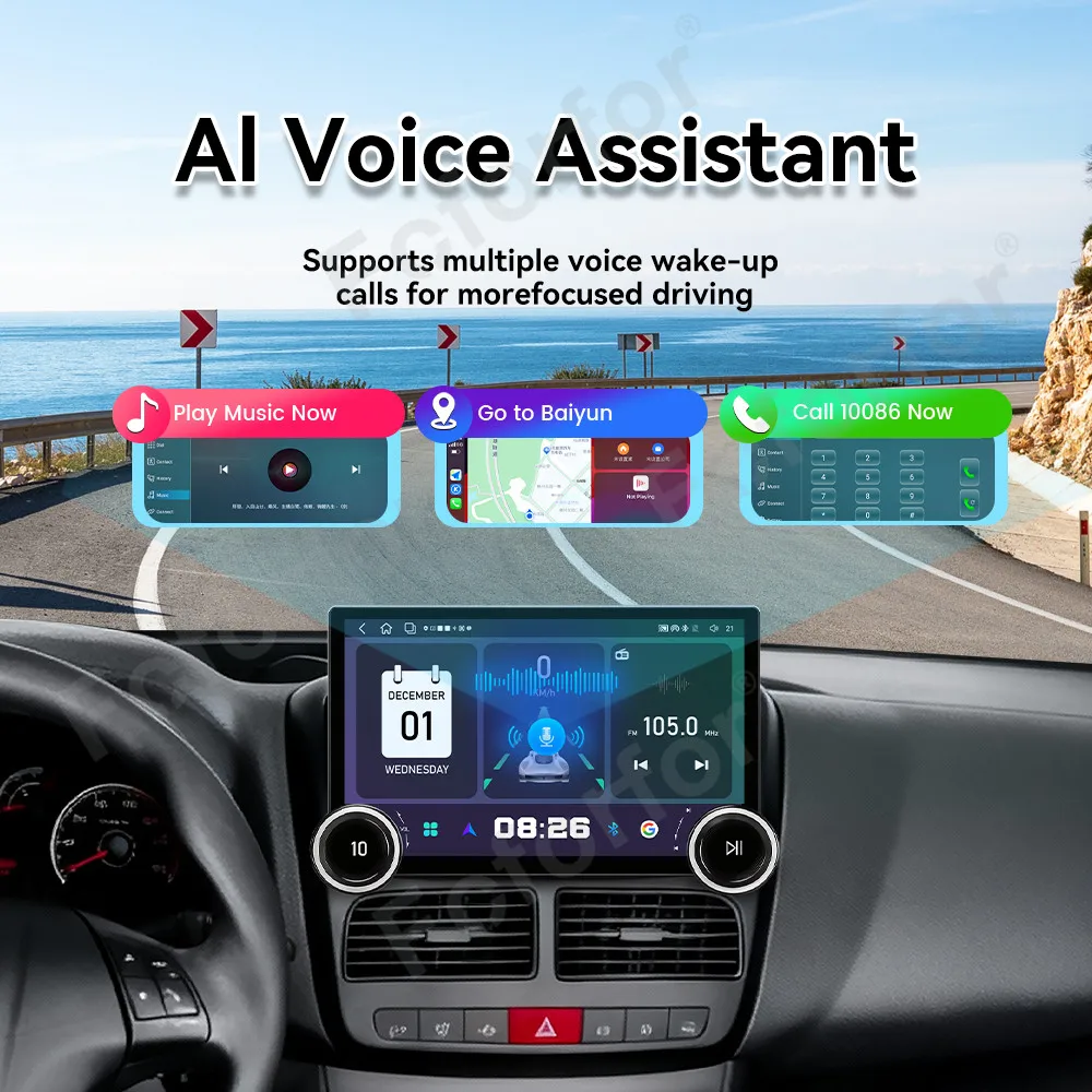 Ultra Large 11.5 Inch HD Touch Screen Android 15 Car Stereo Wireless CarPlay GPS Navi Auto Head Unit For Fiat Doblo 2010-2015