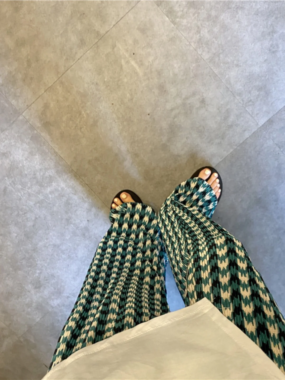 Pantalon à jambes larges en soie glacée pour femmes, Plaid fin, décontracté, en mousseline de soie, frais, climatisation, Protection solaire, pantalon plié, été