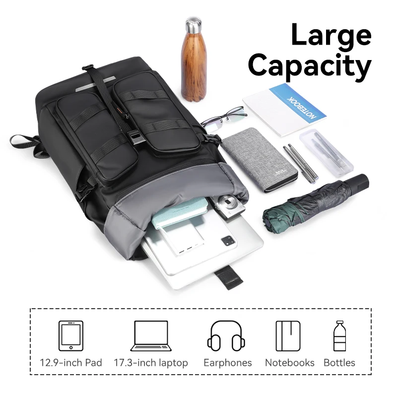 MarkRyden CapaFlex: Expandable 17 Inch Large Capacity Leisure Schoolbag Sports Simple Men And Women Universal Computer Backpack