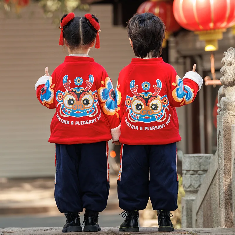 Baby Girls Cheongsam Hanfu New Year Clothing Embroidered Kids Tang suit Children Party Outfits Qipao Boys Wedding Costume