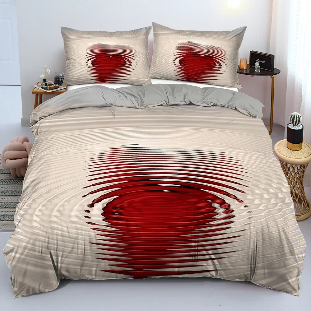 Valentine's Day 2/3Pcs Couple Love Quilt Cover Bedding Set Creative Red & White Heart-shaped Duvet Cover Pillowcase King Queen