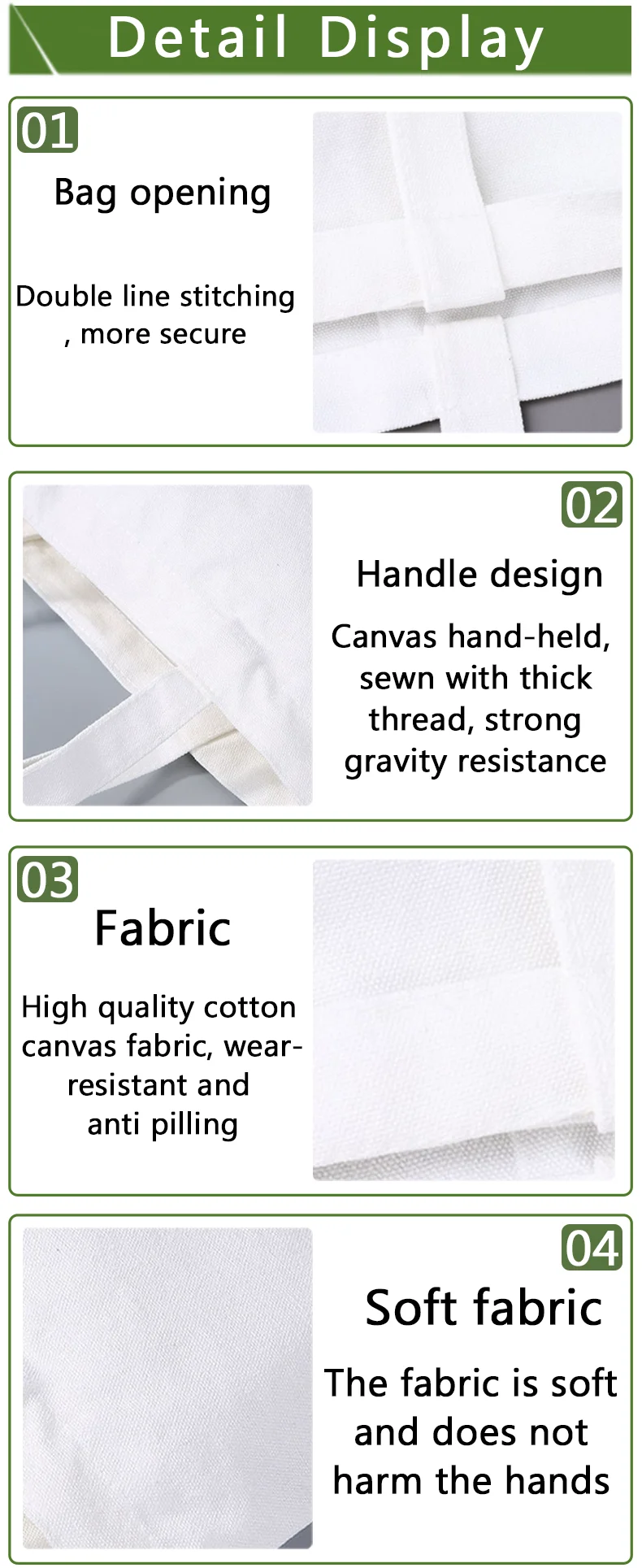 10 Canvas-Taschen, personalisierte leere Baumwolltaschen, umweltfreundliche Einkaufstaschen, Werbetaschen, Tragetaschen mit individuellem Logodruck – Detail 4