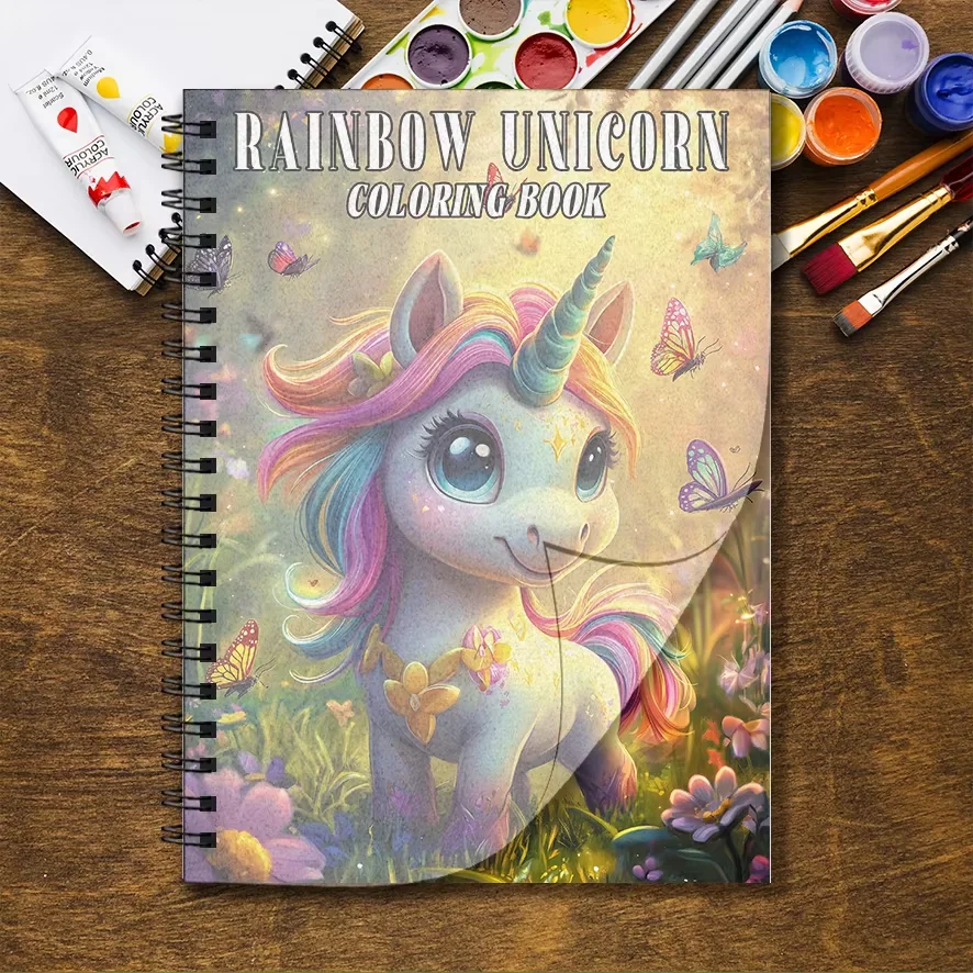 塗り絵 - 8.3 x 11.2インチ、愛らしいユニコーンの32ページ - 新学期の季節に家族や友人への理想的なギフト