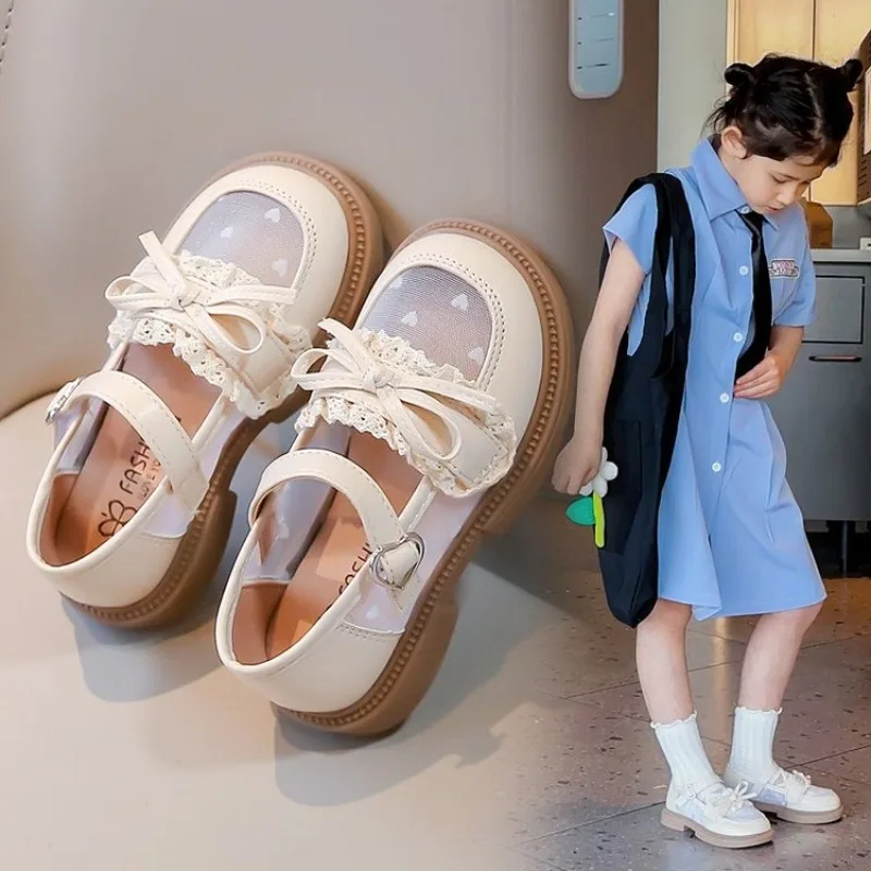 Zapatos de princesa para niña, calzado pequeño de cuero, estilo británico, suela suave, novedad de verano, 2024, L778