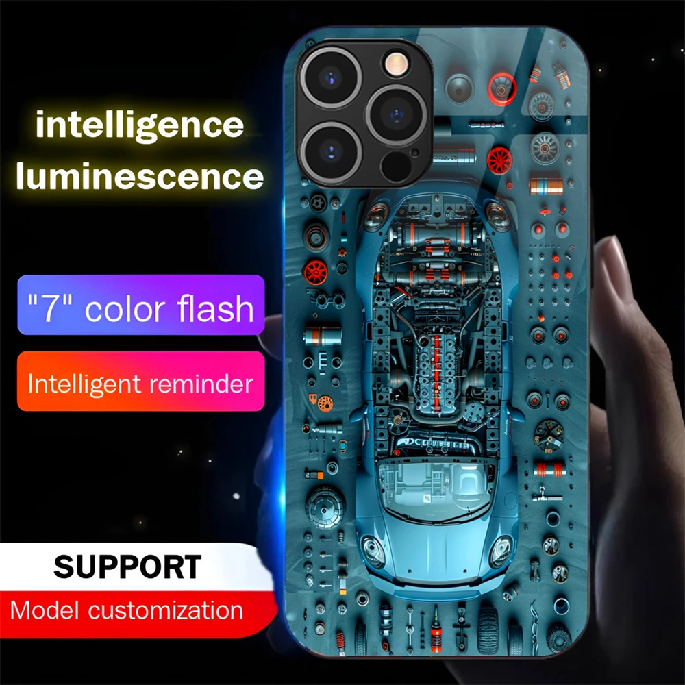 Punk Auto Parts Design Leuchtende Glas-LED-Telefonhülle mit Anruflicht und Blitzfunktion für Samsung S26 S25 S24 S23 S22 S21 Plus Ultra – Detail 12