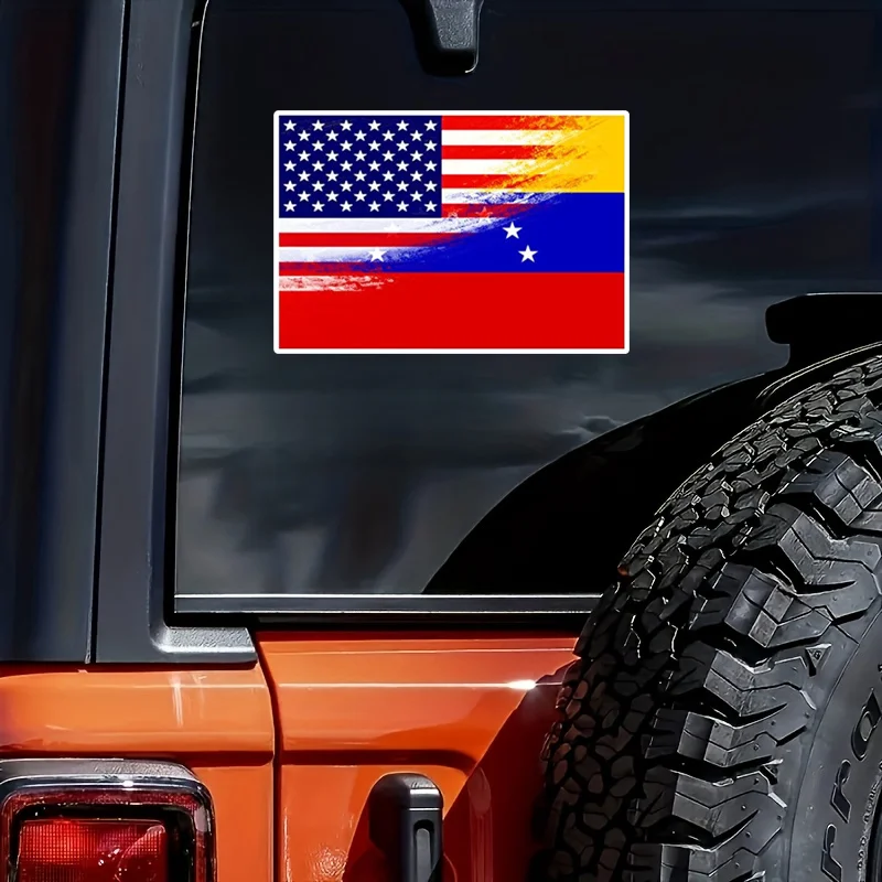 1pc American and Venezuelan flag design stickers Self-adhesive paper for Windows cars, trucks, walls, laptops