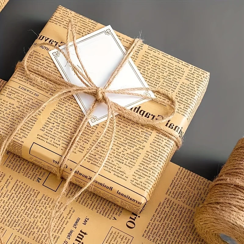 5pcs Vintage Gift Flower Wrapping Paper English Kraft Paper