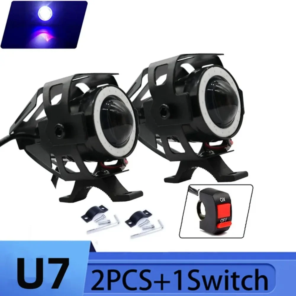 

Motorcycle LED Headlight Work Light Angel Eye Headlamp Fog Spotlights Driving Lamp with ON/OFF Switch