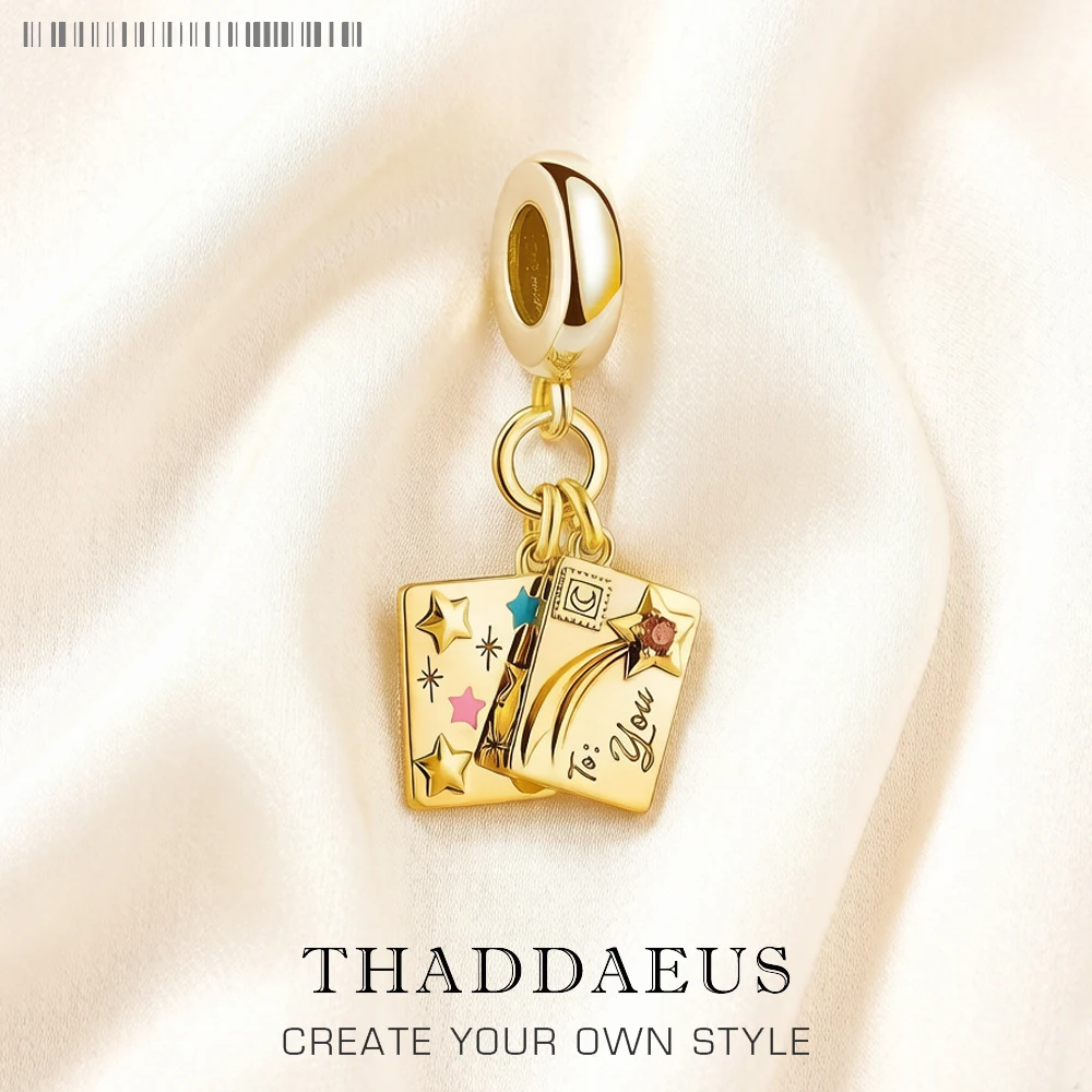 Gold Plated Love Letter Envelope Pendant Dangle Charm 925 Sterling Silver Fine Jewelry Romantic Gift For Women