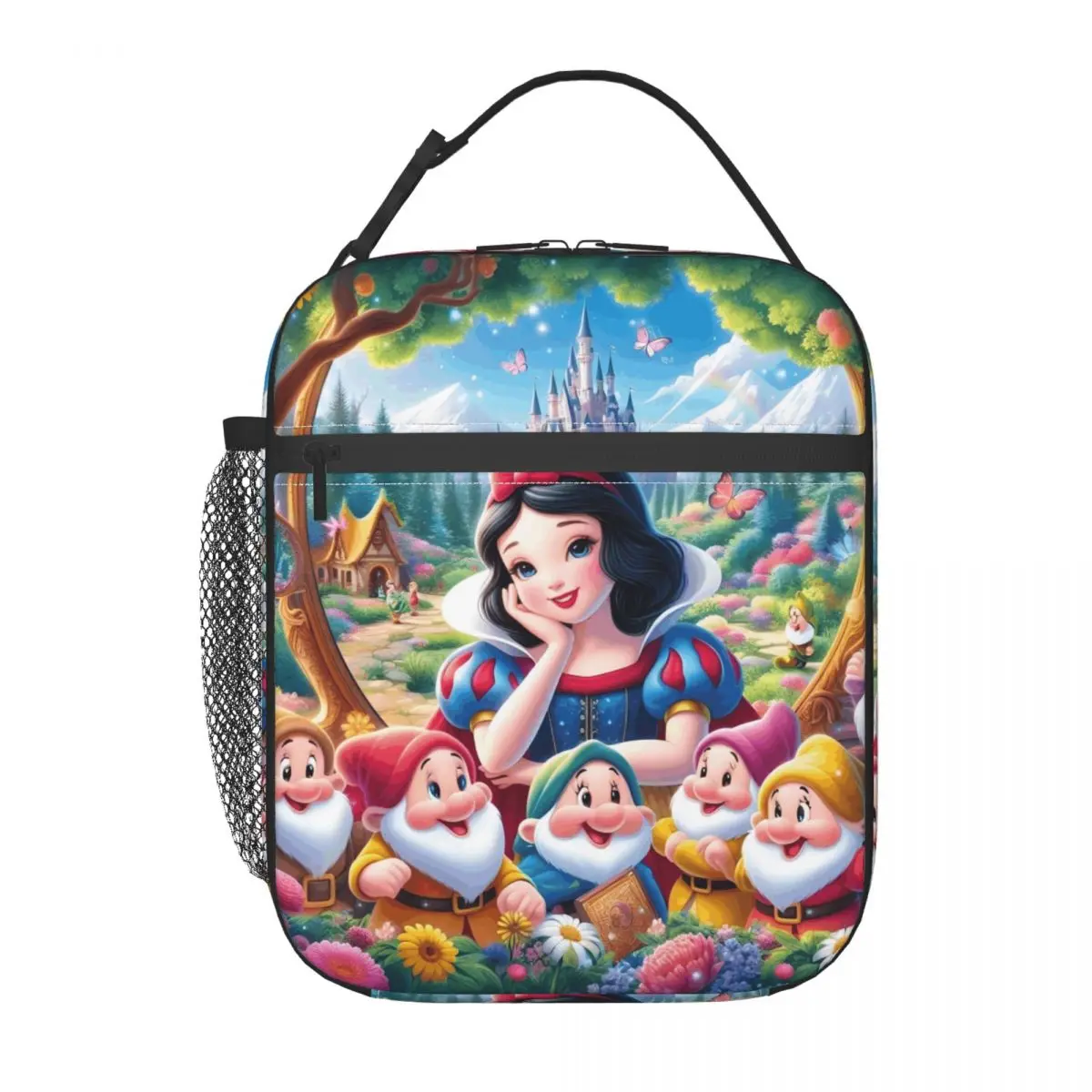 

Custom Snow White And The Seven Dwarfs Insulated Lunch Bag for Thermal Cooler Bento Box Kids School Children Resuable Tote Bags