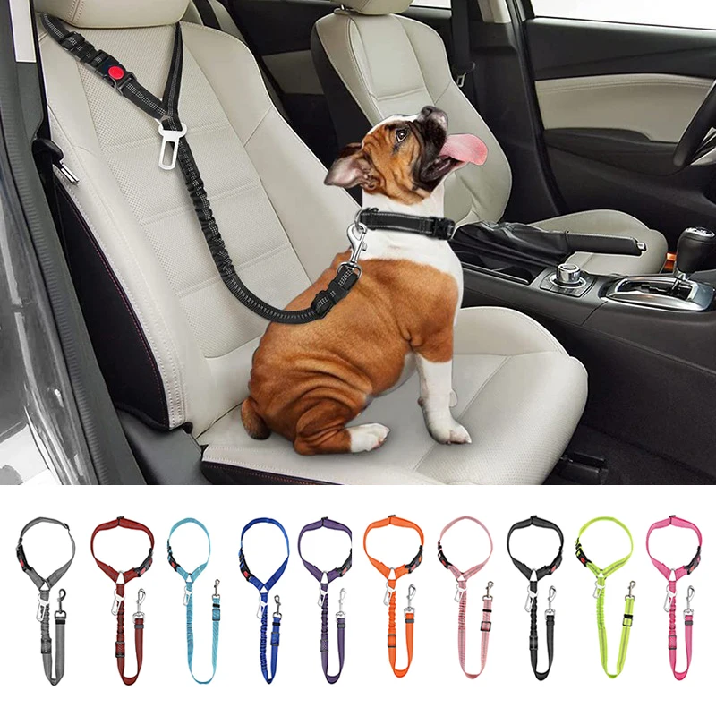 

Solid Anti-shock Two-in-one Dog Harness Leash Pet Car Seat Belt with Clip Backseat Safety Belt Kitten Collar Pet Accessories