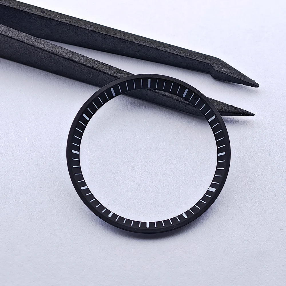 Size 32.3*27.5mm Watch Chapter Ring Fit SRPE Case Replace Hard plastic inner ring Black background and white stripe chapter ring