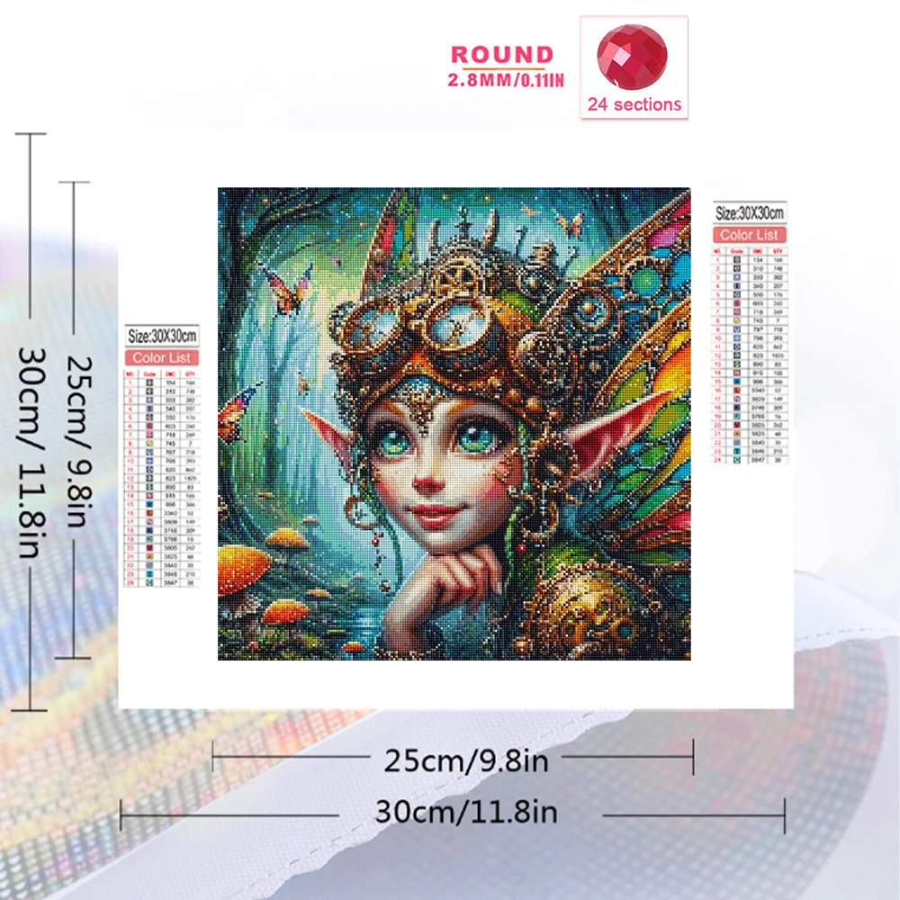 Momoart 5D DIY Diamond Painting Kit Girl Portrait Mosaic Cartoon Full Square Round Fairy Embroidery Butterfly Wall Decor