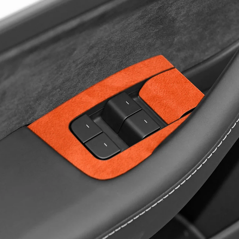 Сделано из алькантары для Tesla Model 3/Model Y, панель переключателя окна, накладка, рамка, наклейка, аксессуары для тюнинга салона автомобиля Сделано из алькантары для Tesla Model 3/Model Y, панель переключателя окна, накладка, рамка, наклейка, аксессуары для тюнинга салона автомобиля