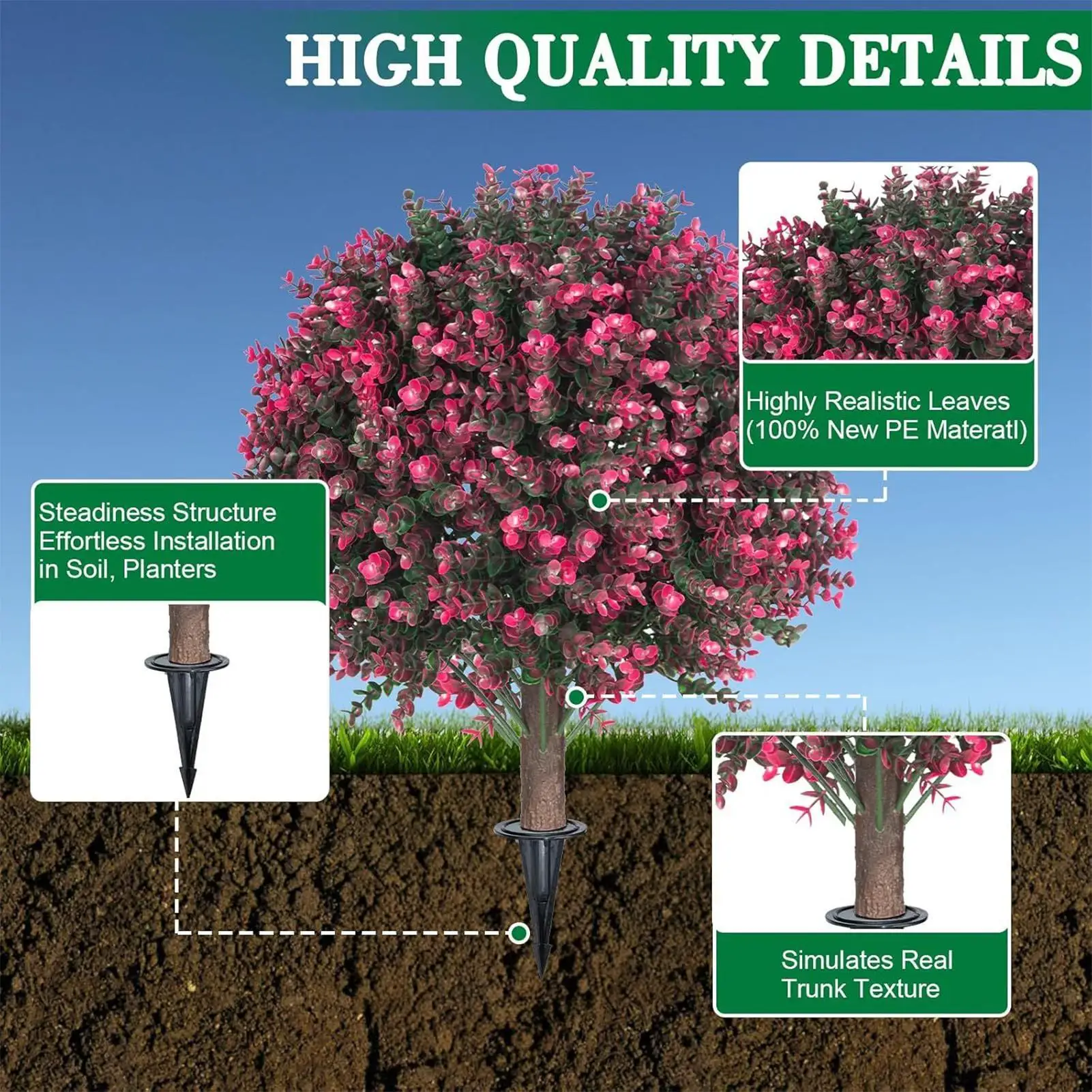 

Искусственные растения, устойчивые к атмосферным воздействиям, 23-дюймовый куст, искусственные топиарийные деревья, искусственные растения для сада, двора, патио, лужайки, дорожки