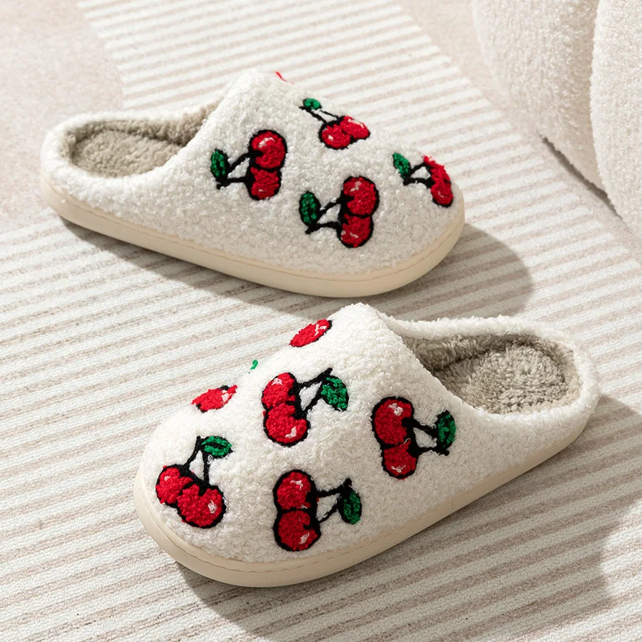 شبشب منزل دافئ مريح الكرز نمط الفتاة الشتاء لطيف الفاكهة غرفة نوم لينة الترفيه غامض النساء أحذية المنزل مثيرة للاهتمام #6