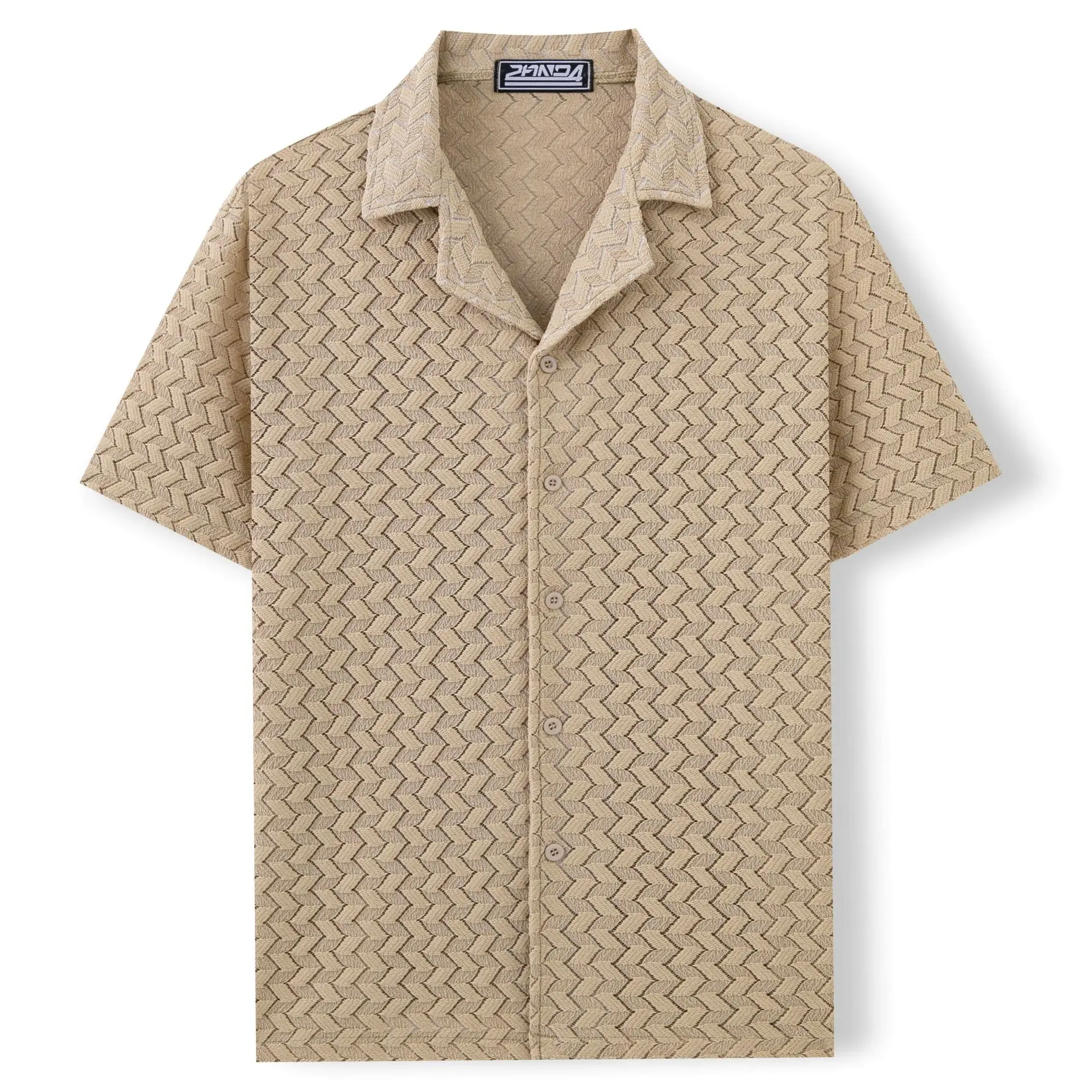 Men's Summer New Hollow Short Sleeved Shirt Casual Beach Style Shirt Streetwear Men Clothing M