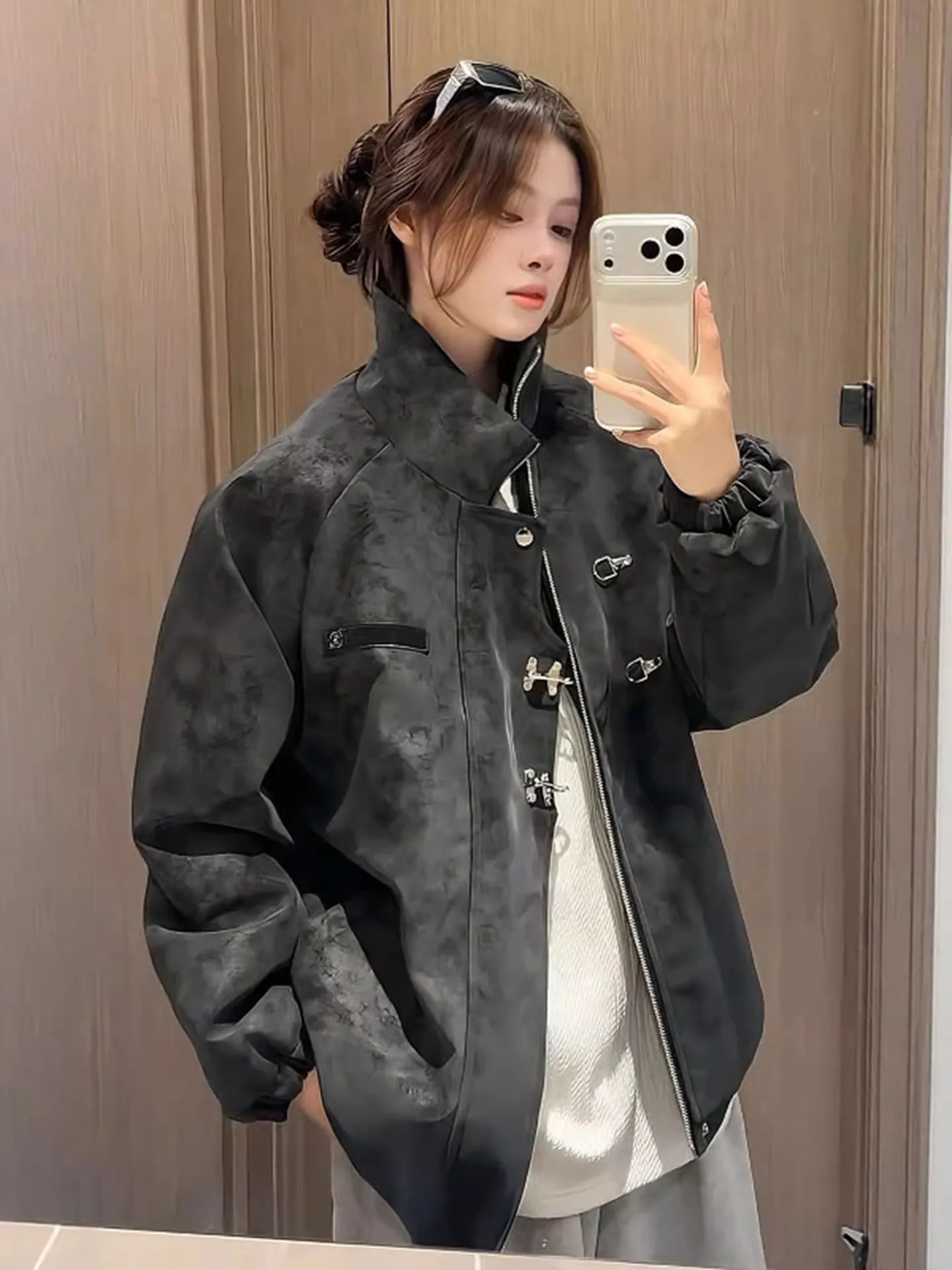 

Мужское теплое окрашенное пальто из искусственной кожи, хлопковое пальто с воротником-стойкой, бейсбольная верхняя одежда, зимнее морозостойкое пальто