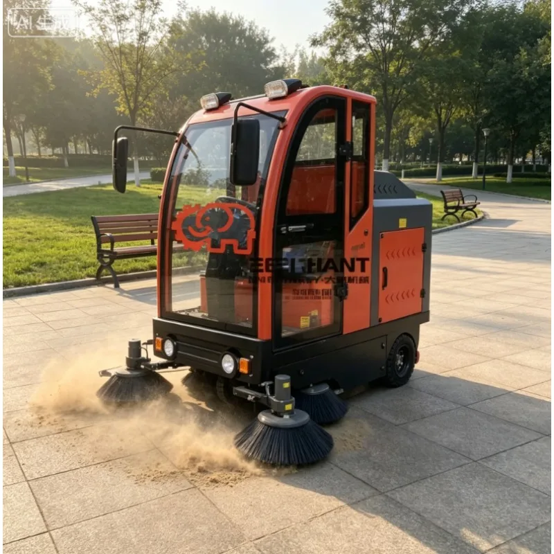 New Industrial Rechargeable Electric Floor Sweeper Machine Heavy Duty Ride-On Sweeper Vacuuming Brush Machine