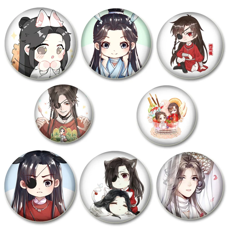 Anime Heaven Official's Blessing Brooches Cartoon Figure Hua Cheng/Xie Lian Badge Button Pin Cosplay Souvenir Toy Cute Fans Gift