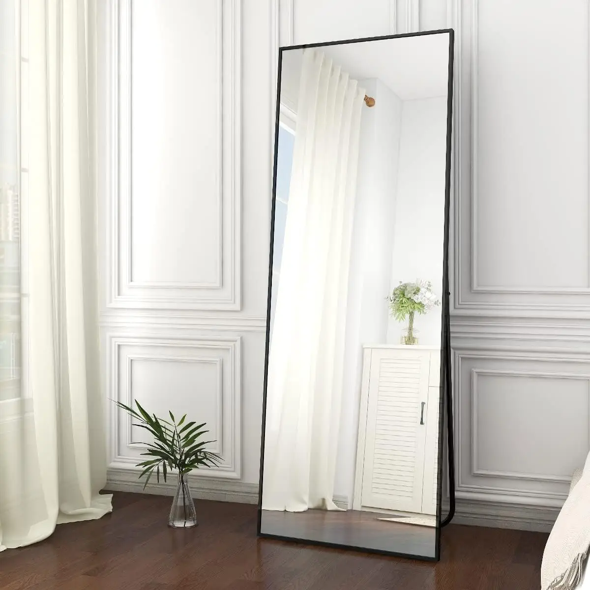 Floor Mirror Full Length - 58"x18" Rectangle Floor Mirrors Aluminum Frame Free-Standing Wall & Leaning