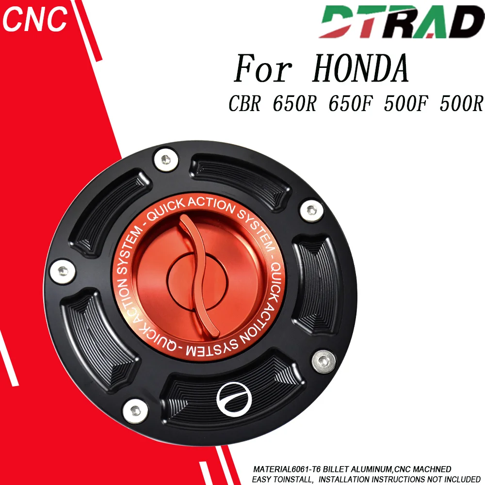 For HONDA CBR 650R 650F 500F 500R 150R 250R VFR800X Motorcycle CNC Billet Aluminum Key Locking Quick Release Fuel Tank Cap
