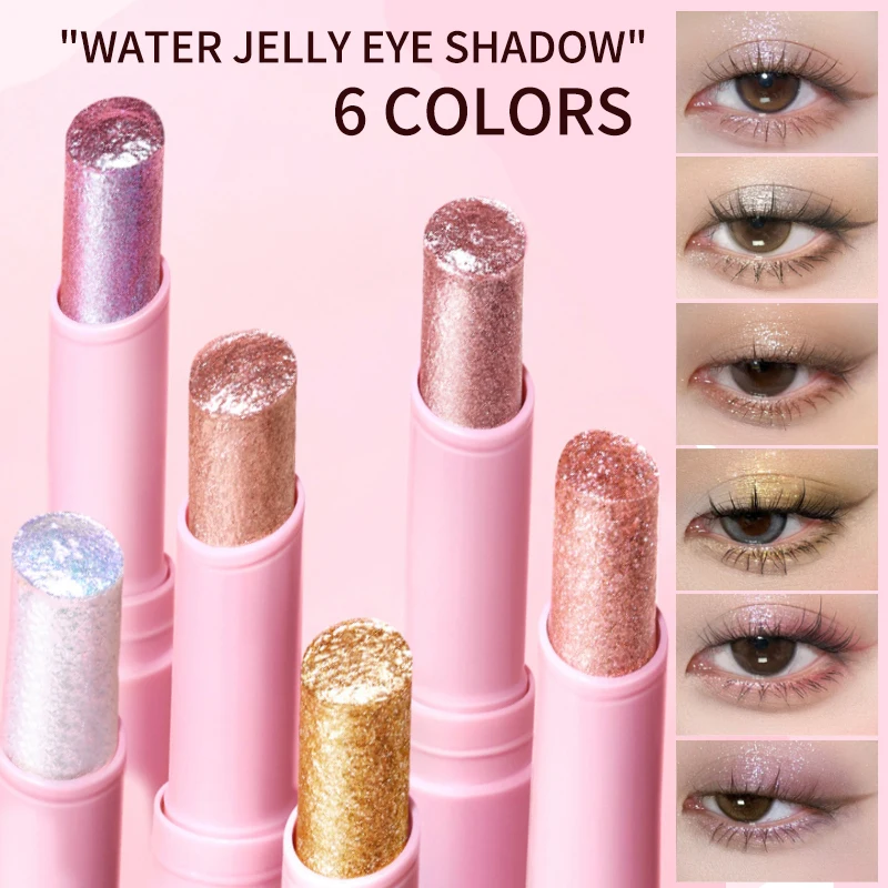 Barra de Sombra de Ojos con Efecto Gelatina Water-Gloss, Sombra de Ojos en Barra de un Solo Aplicador con Brillo Perlado en Múltiples Colores Luminous Highlight Eyeshadow Stick es un lápiz de doble uso para cejas. Efecto Impermeable de Larga Duración que 