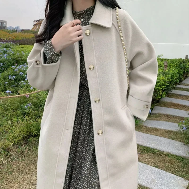 Woolen coat, versatile for women in autumn and winter, small stature 2023 new Japanese thickened woolen Coat, Medium Length Styl