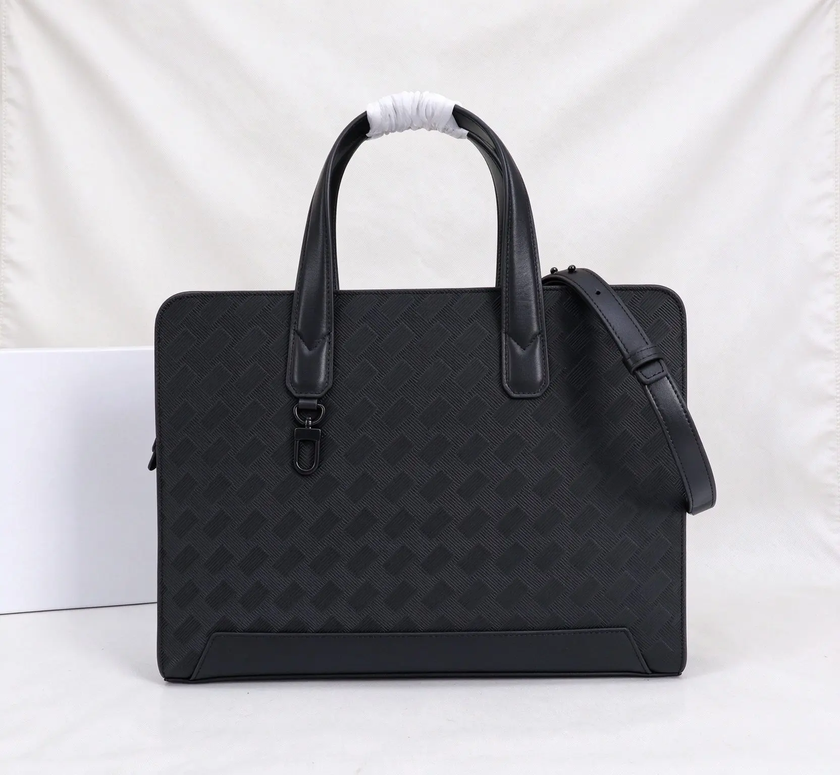 Crossbody Handheld Leather Briefcase for Men, Business Work Laptop Satchel, Professional Office Commuter Document Bag