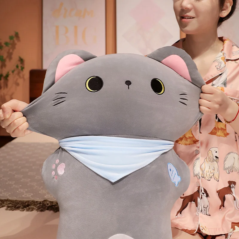 70-130cm Kawaii Cat Plush Toys Stuffed Cute Cat Doll Animal Sleepping Pillow Soft Cartoon Toys for Girlfriend Christmas Gift