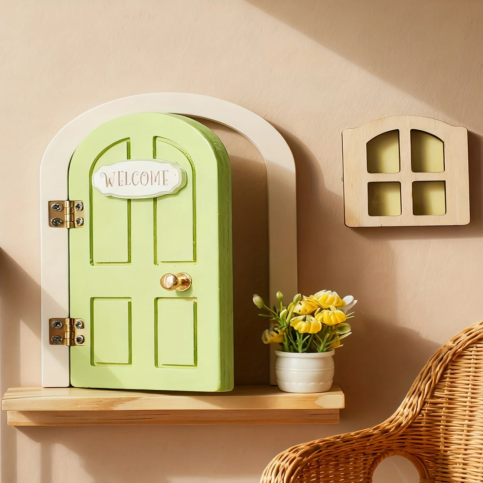 DIY Mini Fairy Mouse Door Kit Openable Elf Door Safe Wood Kid Imaginative Pretend Play Tooth Fairy Decor Gift for Boys Girls